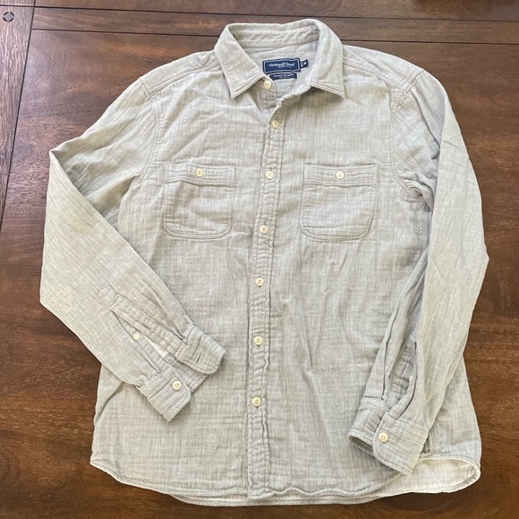 Vineyard Vines Double Cloth Shirt Button Up Gray Long Sleeve Men  Size M Cotton - Picture 1 of 10